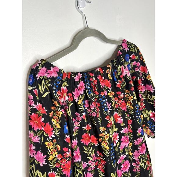 Off The Shoulder Floral short Mini Shift Dress Vince Camuto‎ Bows Romantic Sz 4 - Picture 9 of 10